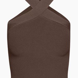 Aritzia Babaton Sculpt Knit Criss Cross Tank Brown Size 4